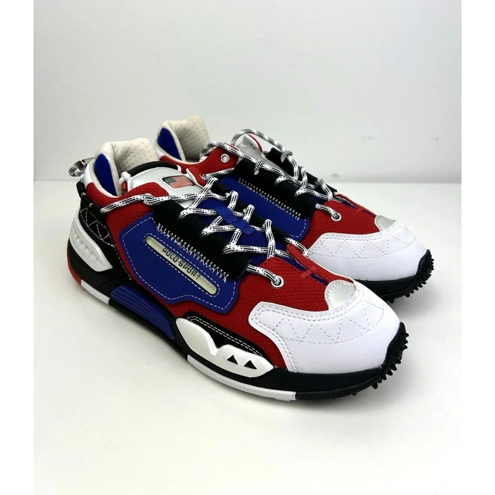 Polo Sport Ralph Lauren PS200 Sneakers Men 9.5 Red White Blue USA Athletic Shoes